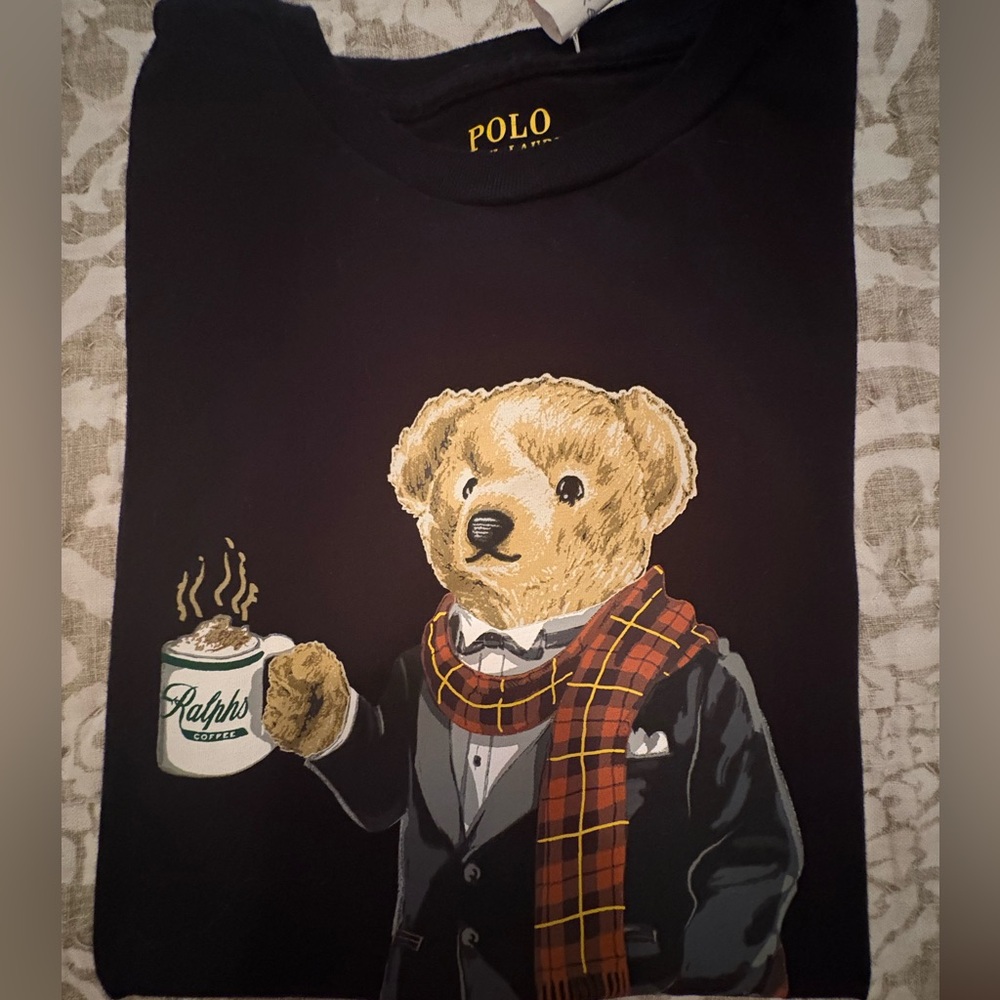 Polo by Ralph Lauren Black Tee with Bear Graphic